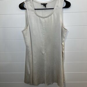 Nic + Zoe Women Cream Casual Top M Slit Hem Lightweight Lined Size M Minimalist